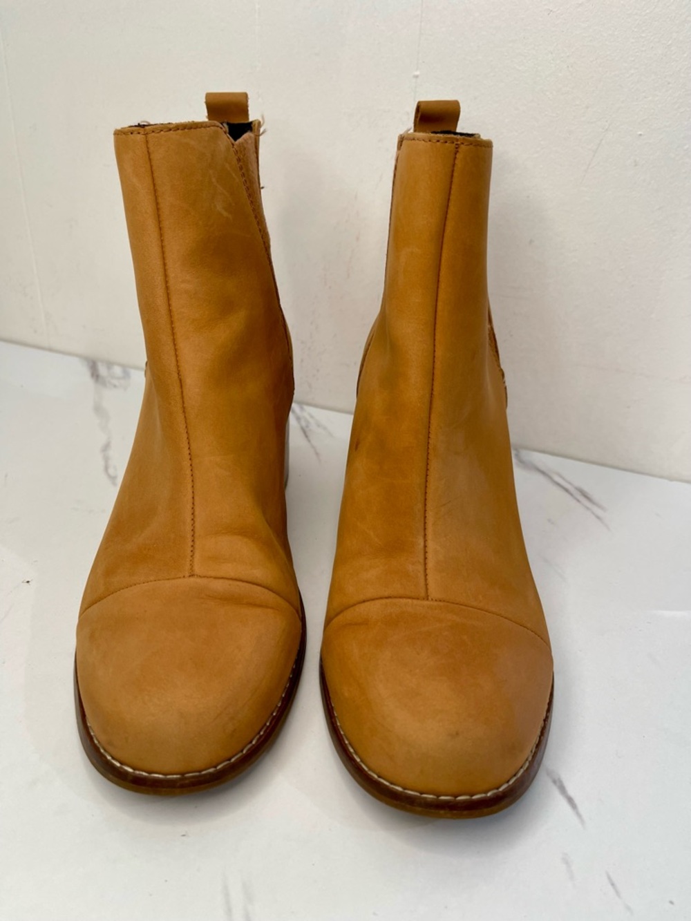 Women's TOMS Esme Brown Leather Ankle Boots Booties Size 9 Chelsea Ankle Boots - Picture 4 of 9